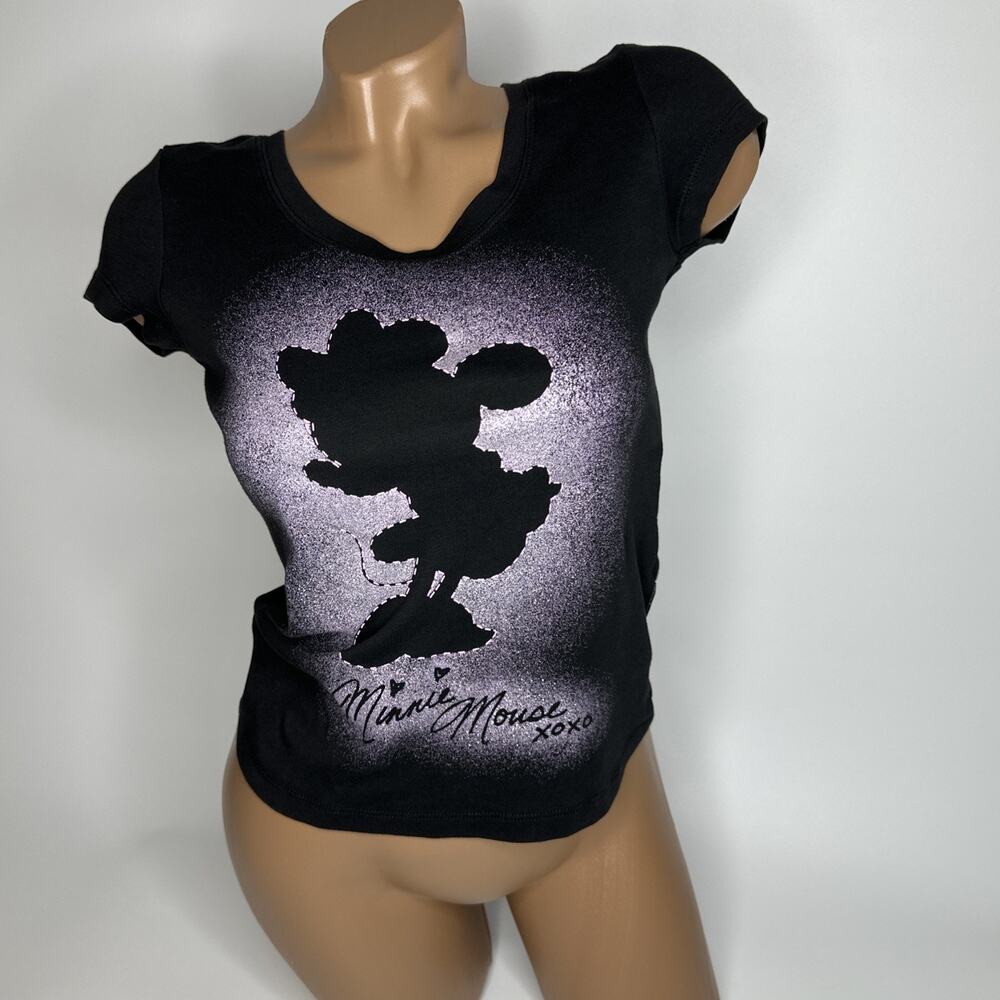 Vintage Disneyland Hong Kong Disneyland Minnie Mouse Glitter TShirt Size Small - Picture 2 of 9
